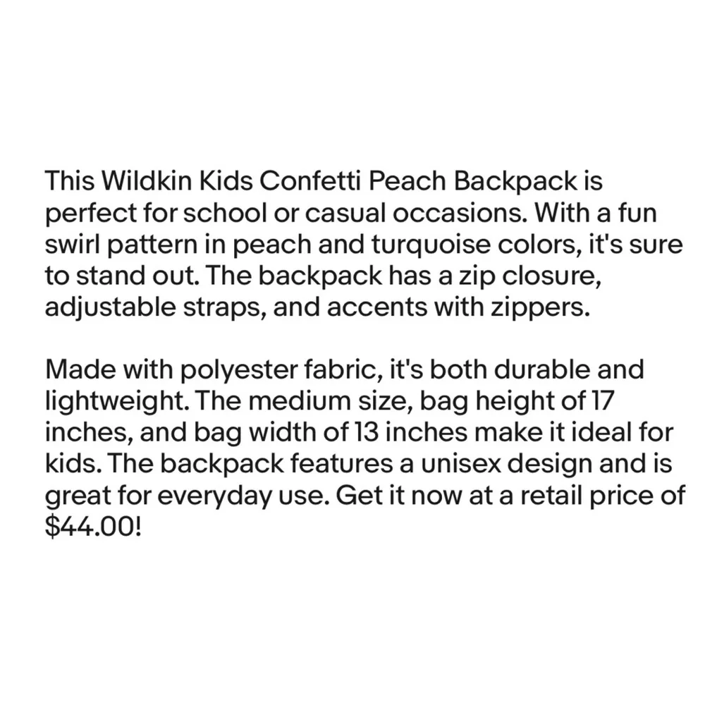 NWT Wildkin‎ | Kids Wildflower Bloom 15” Backback Retail:$50.00